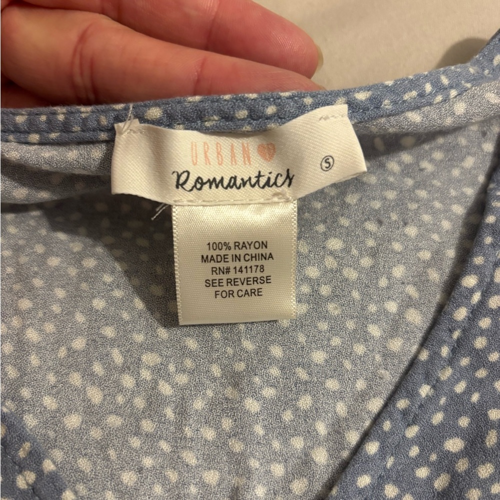 URBAN Romantics Light Blue and White Polka Dot Sleep Top